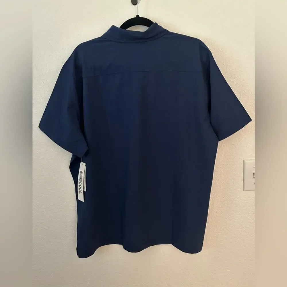 NWT 32 Degrees Cool Men's Dark Blue Casual Button Down Shirt - Picture 6 of 7